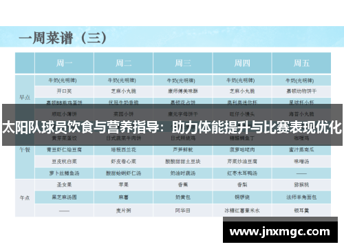 太阳队球员饮食与营养指导:助力体能提升与比赛表现优化 太阳队球员饮食与营养指导:助力体能提升与比赛表现优化